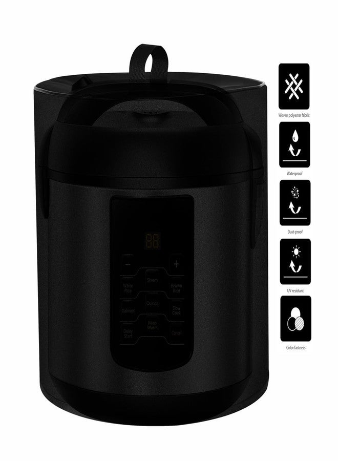 AF-WAN 2 Qt Rice Cooker Dust Cover, Compatible With AROMA ARC-914SBD/2 QT Compact Rice Cooker CRS2010BS (Black/Light Grey, Water-Resistant Nylon) - Image 2